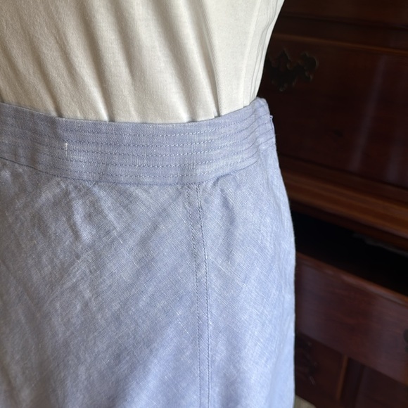 J.Crew Baird McNutt French Blue 100% Linen Skirt Size 12 - Picture 6 of 13